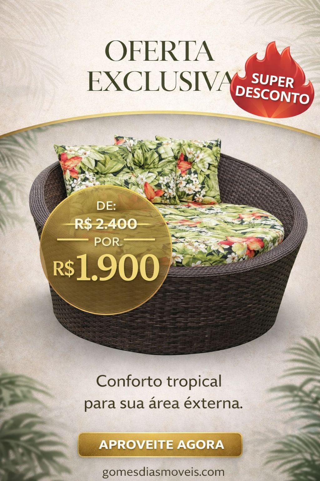 PROMOÇÃO ESPECIAL 🔥 SUPER DESCONCO Compre agora o sofá premium perfeito para sua varanda ou jardim. 