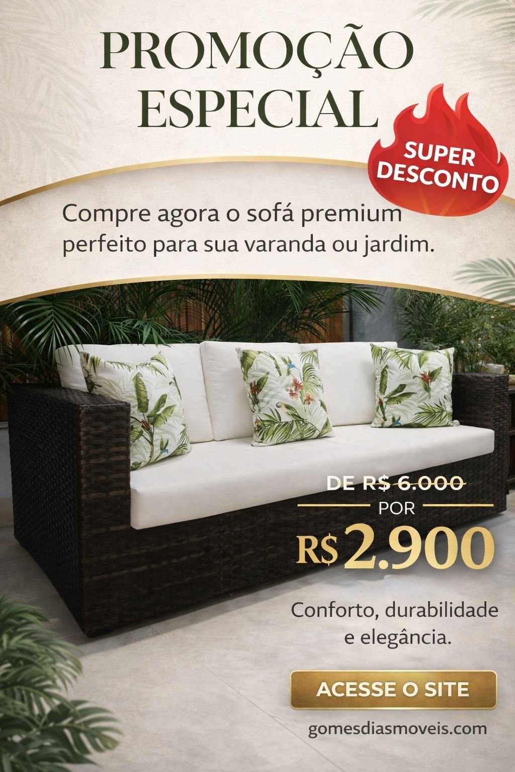 PROMOÇÃO ESPECIAL 🔥 SUPER DESCONCO Compre agora o sofá premium perfeito para sua varanda ou jardim. 